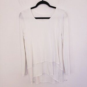 Soft Surroundings Tiered Hem Long Sleeve Top w/Open Back Layer Size S EUC